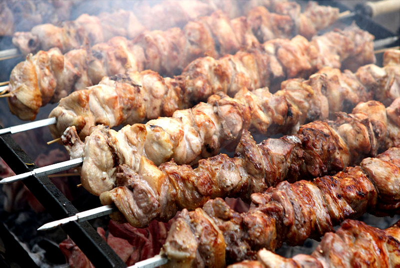 A classic greek souvlakia, greek cuisine